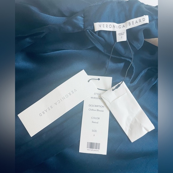 NWT Veronica Beard Neck Bow Tie Silk blouse, size 2 - Picture 11 of 12